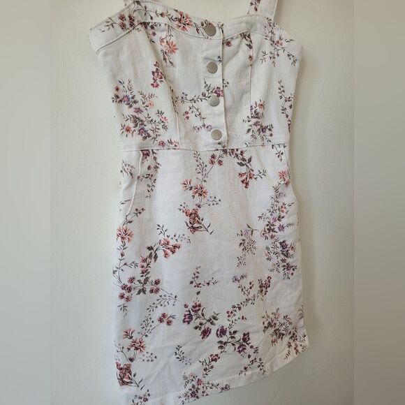 No Boundaries Floral Overall Dress Mini Bodycon Sweetheart Neckline Cottagecore - Picture 7 of 11